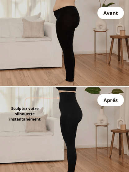 Legging Sculptant Taille Haute - Noir - Glow Belle